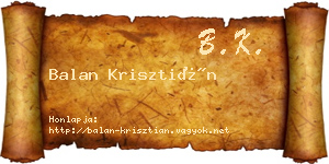 Balan Krisztián névjegykártya